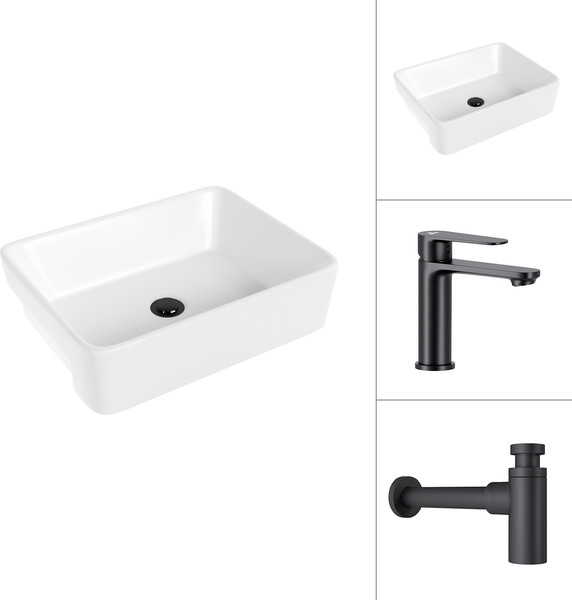 Умывальник со смесителем Lauter 21675 + Moon 21СК691BS с сифоном 21635B - фото