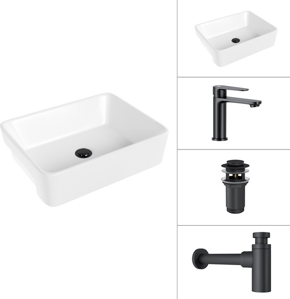 Умывальник со смесителем Lauter 21675 + Moon 21СК691BS + сифон 21635B + донный клапан 21190B - фото