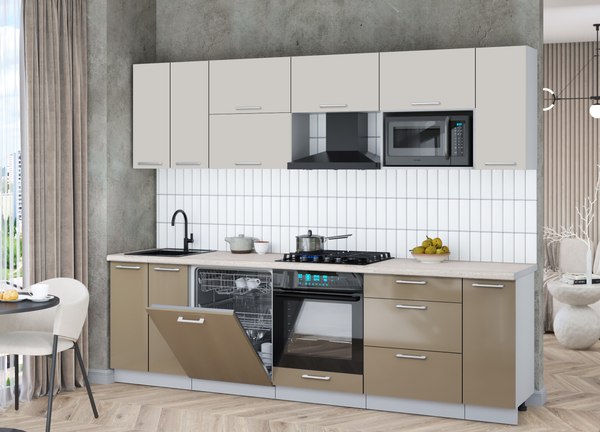 Кухонный гарнитур Интерлиния Мила Gloss 2.7-ПМ2