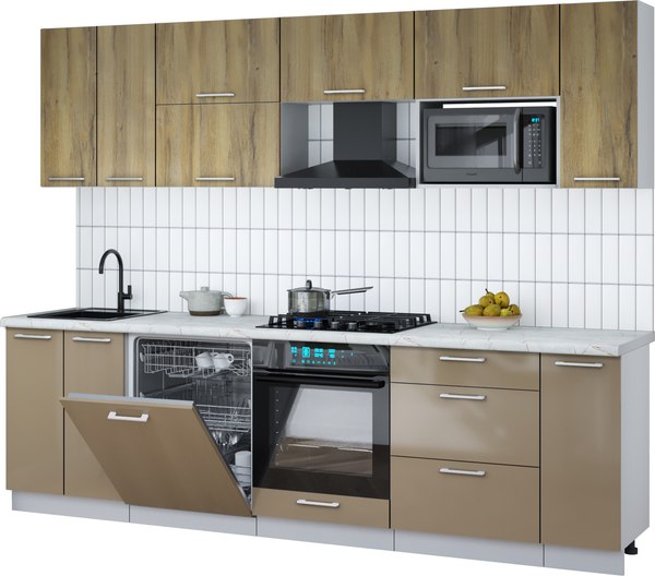 Кухонный гарнитур Интерлиния Мила Gloss 2.7-ПМ2 - фото