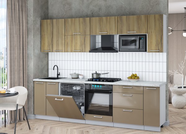 Кухонный гарнитур Интерлиния Мила Gloss 2.7-ПМ2