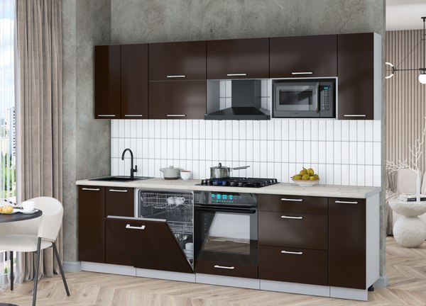 Кухонный гарнитур Интерлиния Мила Gloss 2.7-ПМ2