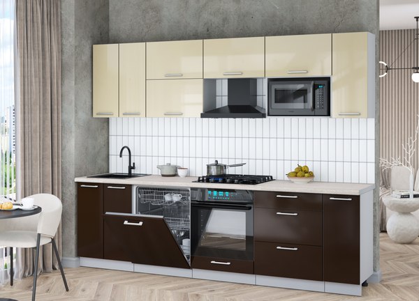 Кухонный гарнитур Интерлиния Мила Gloss 2.7-ПМ2