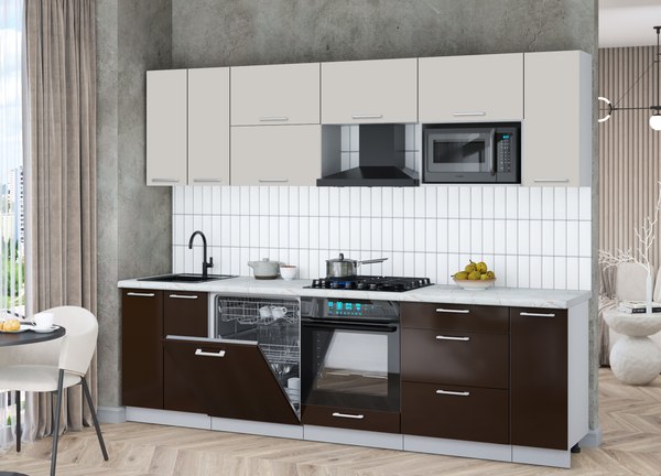 Кухонный гарнитур Интерлиния Мила Gloss 2.7-ПМ2