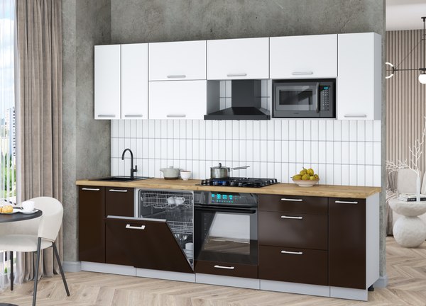 Кухонный гарнитур Интерлиния Мила Gloss 2.7-ПМ2