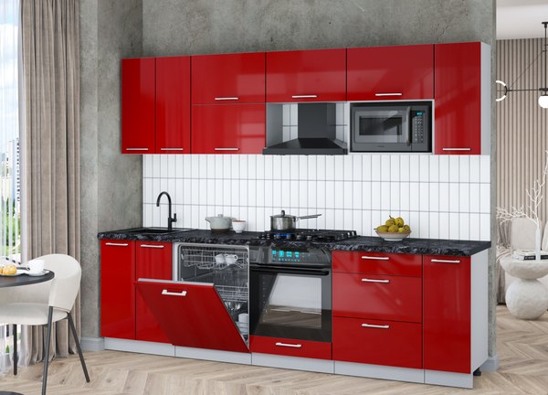 Кухонный гарнитур Интерлиния Мила Gloss 2.7-ПМ2