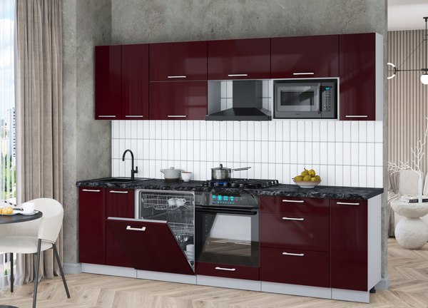 Кухонный гарнитур Интерлиния Мила Gloss 2.7-ПМ2