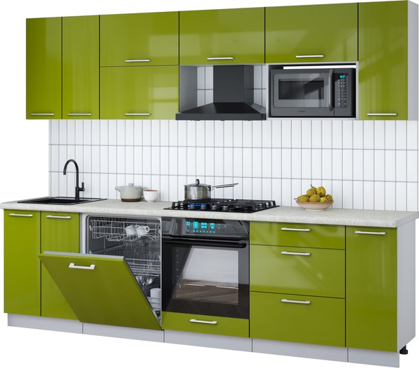 Кухонный гарнитур Интерлиния Мила Gloss 2.7-ПМ2 - фото