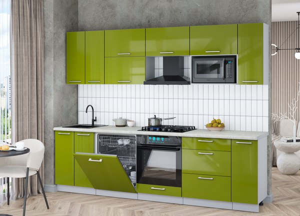 Кухонный гарнитур Интерлиния Мила Gloss 2.7-ПМ2