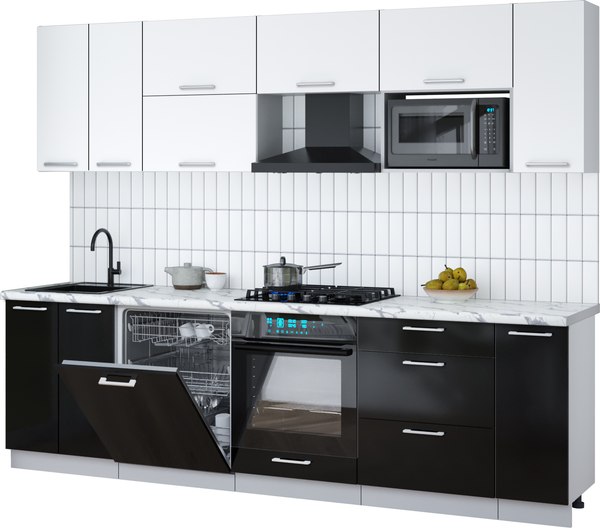 Кухонный гарнитур Интерлиния Мила Gloss 2.7-ПМ2 - фото
