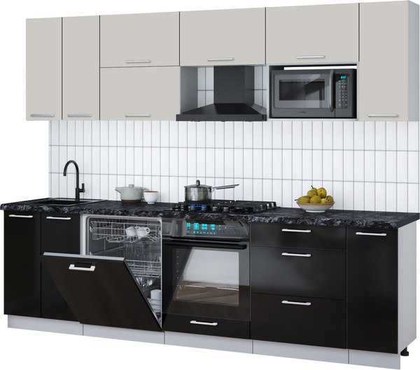 Кухонный гарнитур Интерлиния Мила Gloss 2.7-ПМ2 - фото
