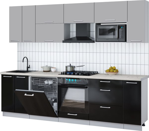 Кухонный гарнитур Интерлиния Мила Gloss 2.7-ПМ2 - фото