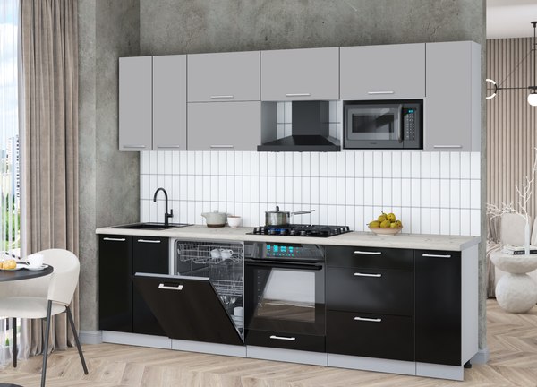 Кухонный гарнитур Интерлиния Мила Gloss 2.7-ПМ2