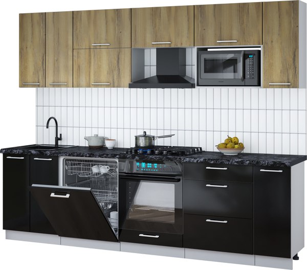 Кухонный гарнитур Интерлиния Мила Gloss 2.7-ПМ2 - фото