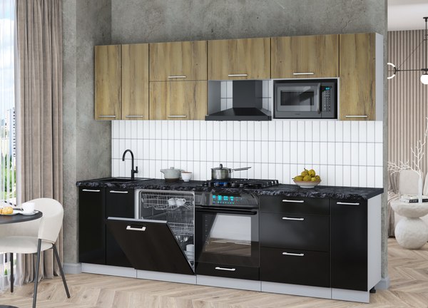 Кухонный гарнитур Интерлиния Мила Gloss 2.7-ПМ2