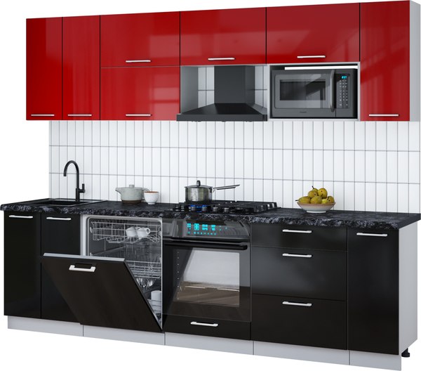 Кухонный гарнитур Интерлиния Мила Gloss 2.7-ПМ2 - фото