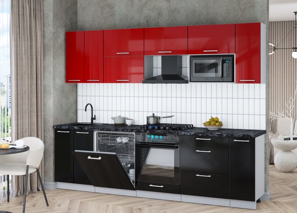 Кухонный гарнитур Интерлиния Мила Gloss 2.7-ПМ2