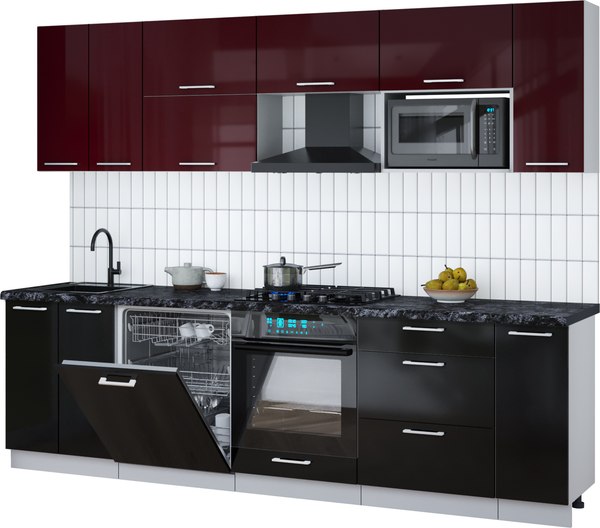 Кухонный гарнитур Интерлиния Мила Gloss 2.7-ПМ2 - фото
