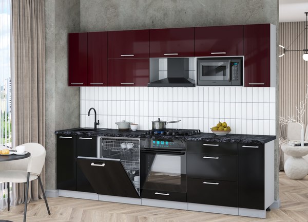 Кухонный гарнитур Интерлиния Мила Gloss 2.7-ПМ2