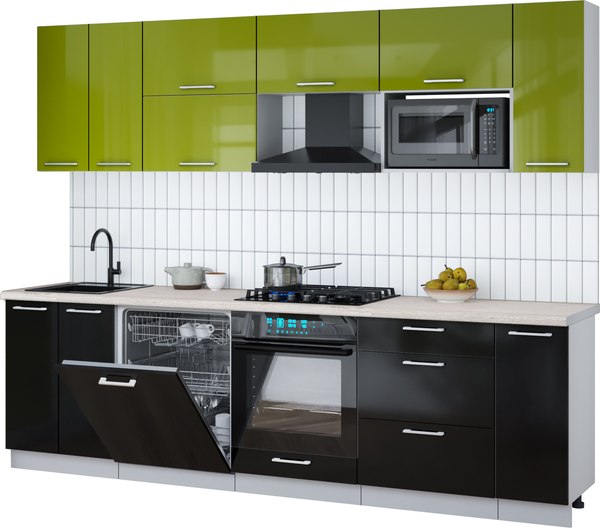 Кухонный гарнитур Интерлиния Мила Gloss 2.7-ПМ2 - фото