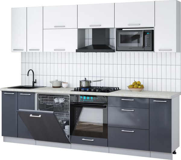 Кухонный гарнитур Интерлиния Мила Gloss 2.7-ПМ2 - фото