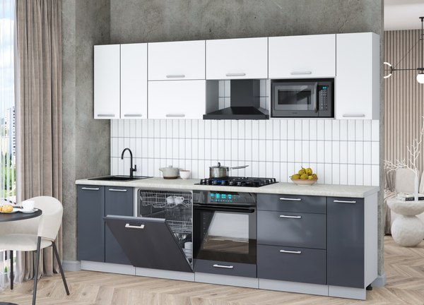 Кухонный гарнитур Интерлиния Мила Gloss 2.7-ПМ2