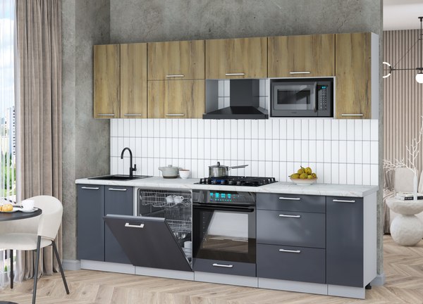 Кухонный гарнитур Интерлиния Мила Gloss 2.7-ПМ2