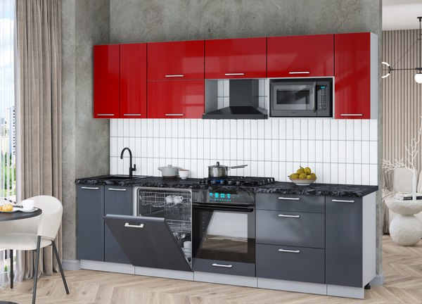 Кухонный гарнитур Интерлиния Мила Gloss 2.7-ПМ2