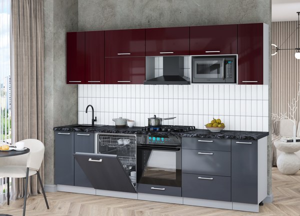 Кухонный гарнитур Интерлиния Мила Gloss 2.7-ПМ2