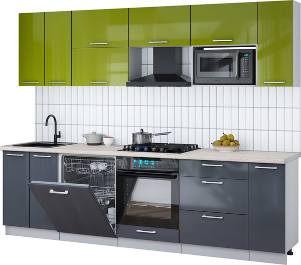 Кухонный гарнитур Интерлиния Мила Gloss 2.7-ПМ2 - фото