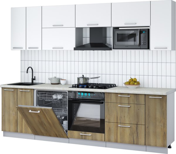 Кухонный гарнитур Интерлиния Мила Gloss 2.7-ПМ2 - фото