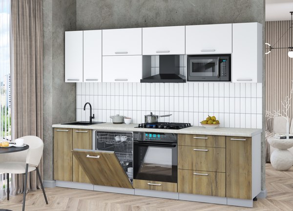 Кухонный гарнитур Интерлиния Мила Gloss 2.7-ПМ2