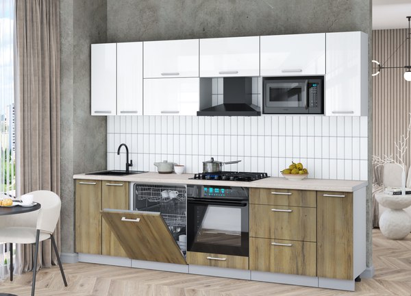 Кухонный гарнитур Интерлиния Мила Gloss 2.7-ПМ2