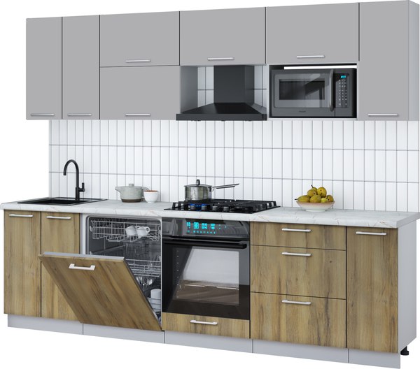 Кухонный гарнитур Интерлиния Мила Gloss 2.7-ПМ2 - фото