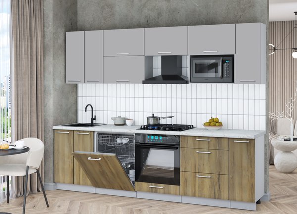 Кухонный гарнитур Интерлиния Мила Gloss 2.7-ПМ2