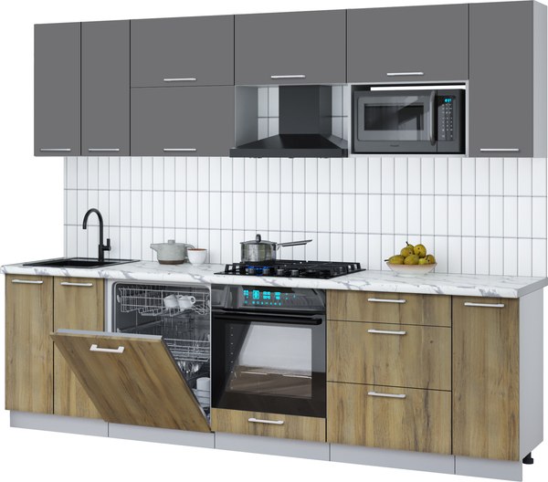 Кухонный гарнитур Интерлиния Мила Gloss 2.7-ПМ2 - фото