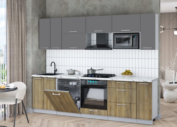 Кухонный гарнитур Интерлиния Мила Gloss 2.7-ПМ2