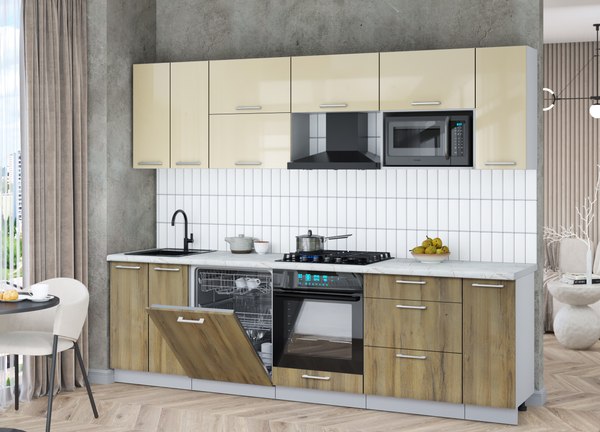 Кухонный гарнитур Интерлиния Мила Gloss 2.7-ПМ2