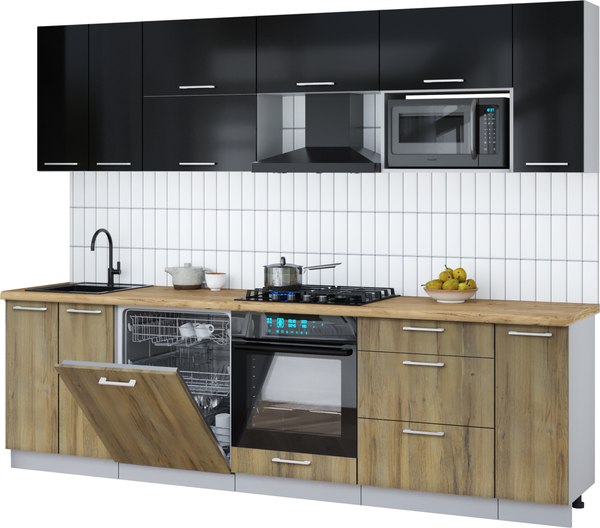 Кухонный гарнитур Интерлиния Мила Gloss 2.7-ПМ2 - фото