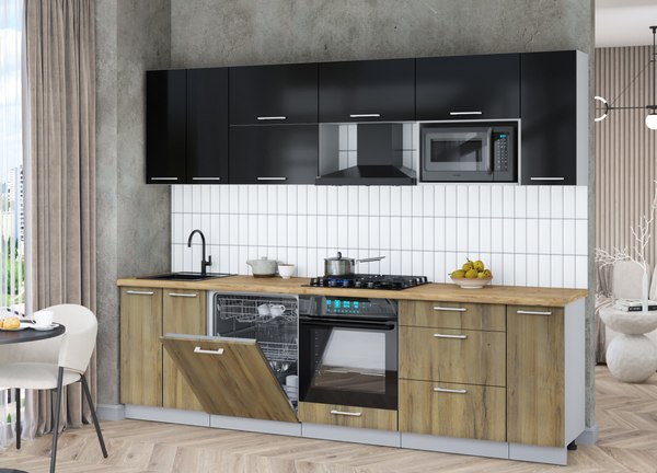 Кухонный гарнитур Интерлиния Мила Gloss 2.7-ПМ2