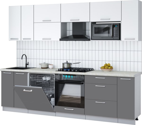 Кухонный гарнитур Интерлиния Мила Gloss 2.7-ПМ2 - фото