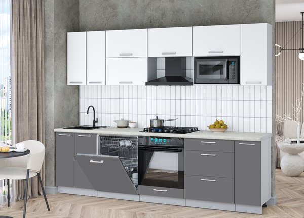 Кухонный гарнитур Интерлиния Мила Gloss 2.7-ПМ2
