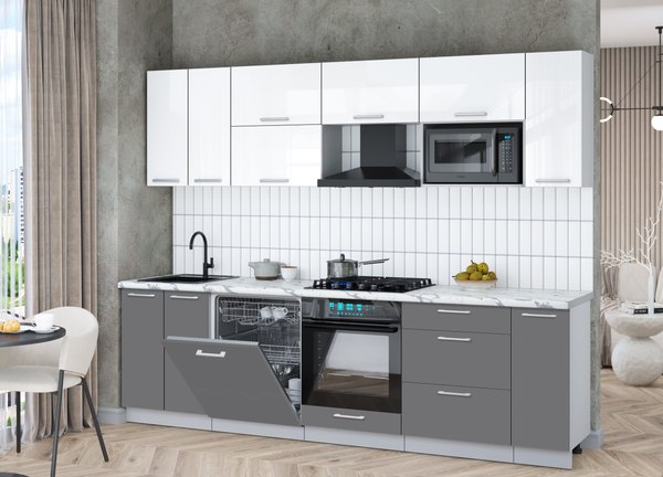Кухонный гарнитур Интерлиния Мила Gloss 2.7-ПМ2