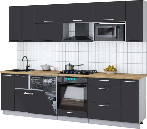 Кухонный гарнитур Интерлиния Мила Gloss 2.7-ПМ2 - фото