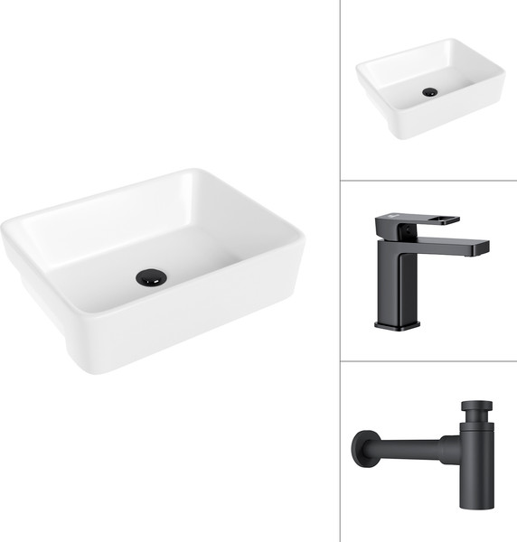 Умывальник со смесителем Lauter 21675 + Cascade 21СК655BS с сифоном 21635B - фото