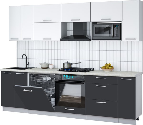 Кухонный гарнитур Интерлиния Мила Gloss 2.7-ПМ2 - фото
