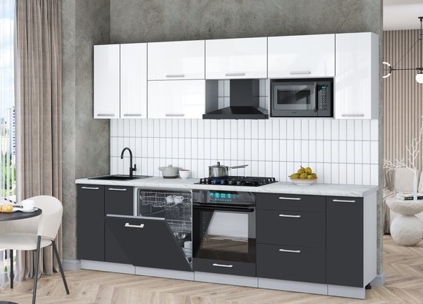 Кухонный гарнитур Интерлиния Мила Gloss 2.7-ПМ2