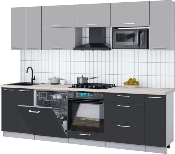 Кухонный гарнитур Интерлиния Мила Gloss 2.7-ПМ2 - фото