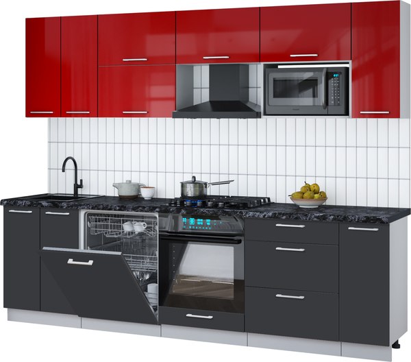 Кухонный гарнитур Интерлиния Мила Gloss 2.7-ПМ2 - фото