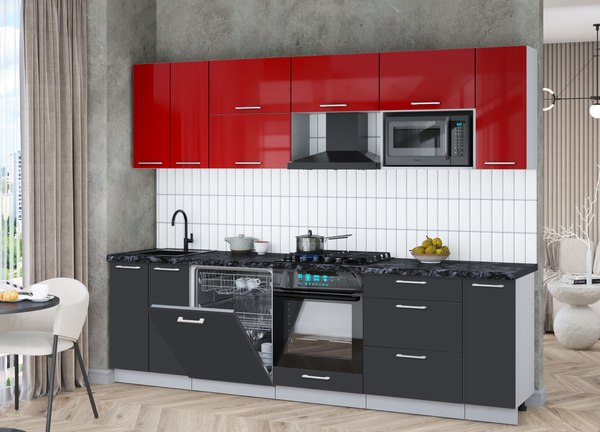 Кухонный гарнитур Интерлиния Мила Gloss 2.7-ПМ2